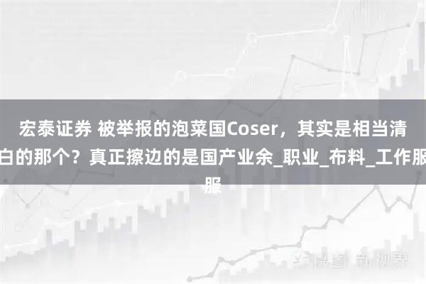 宏泰证券 被举报的泡菜国Coser,其实是相当清白的那个?真正擦边的是国产业余_职业_布料_工作服