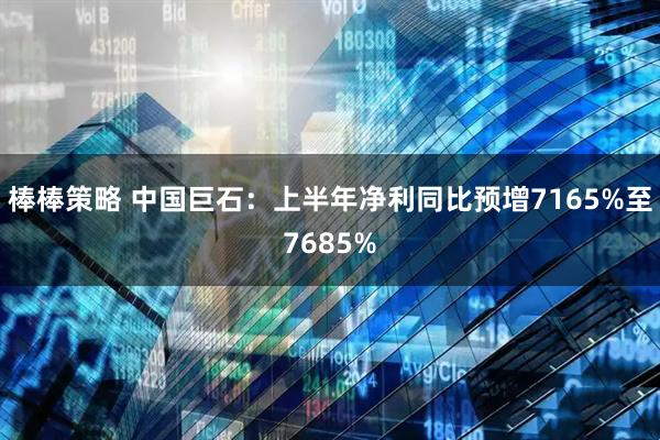 棒棒策略 中国巨石：上半年净利同比预增7165%至7685%