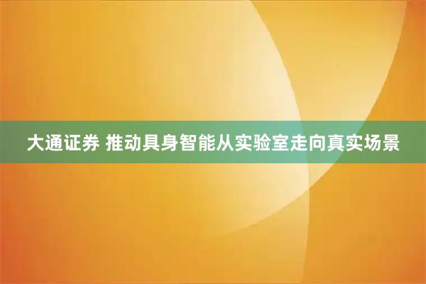 大通证券 推动具身智能从实验室走向真实场景